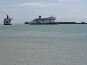 Swimming in Dover with P&O ferries in the distance